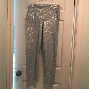 Emily Hsu silver holographic mermaid leggings XL